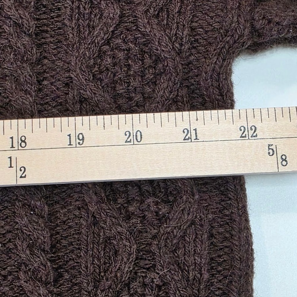 L.L.Bean Mens Large Wool Alpaca Blend Cable Knit Mock Neck Sweater Brown 523236 - Picture 7 of 9